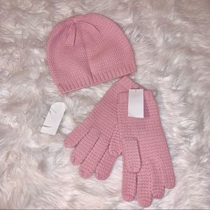 NWT Knit Gap Gloves and Hat Baby Pink Color Cute Mittens and Hat Beanie